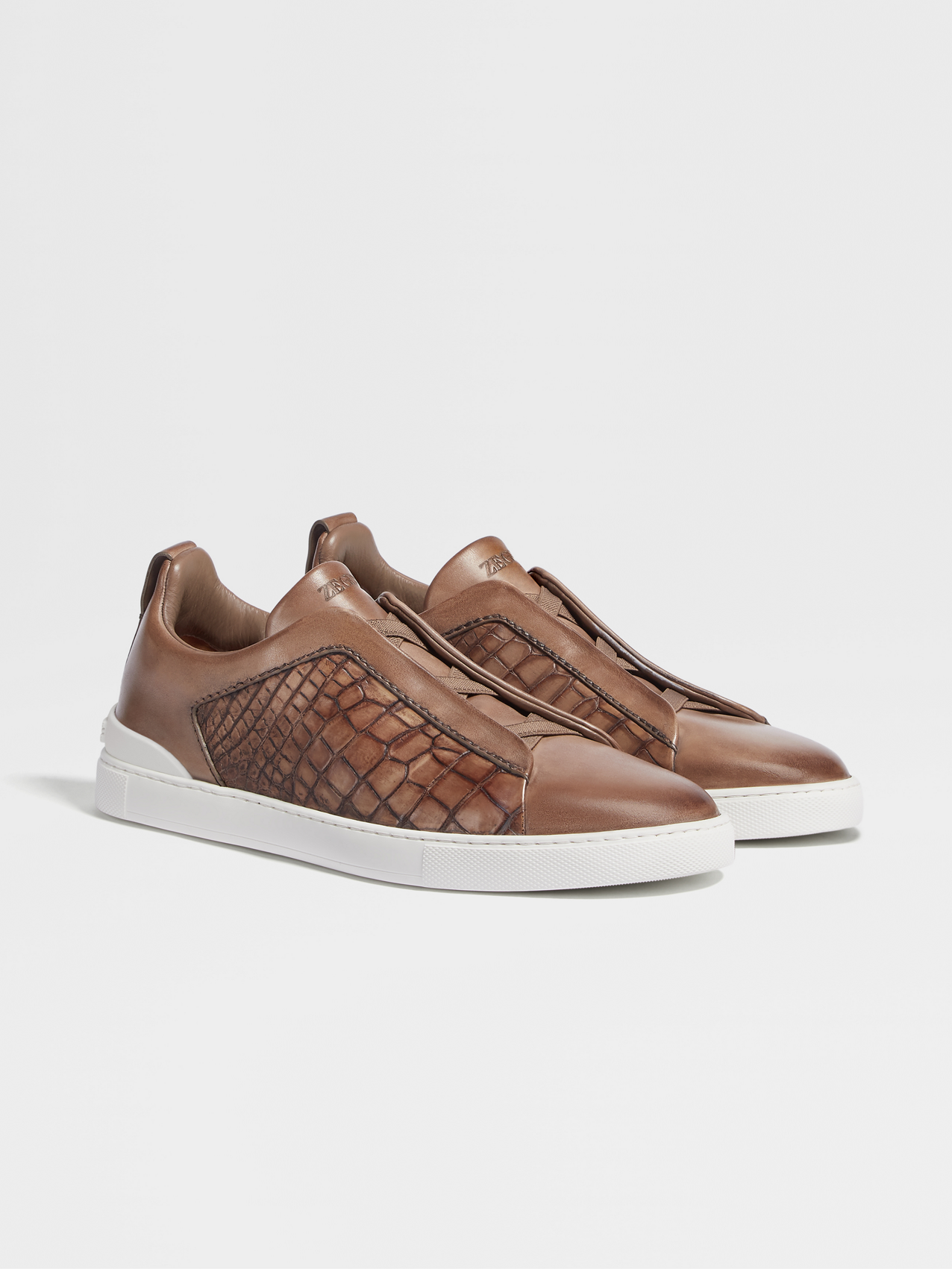 Sand Alligator and Leather Triple Stitch™ Low Top Sneakers